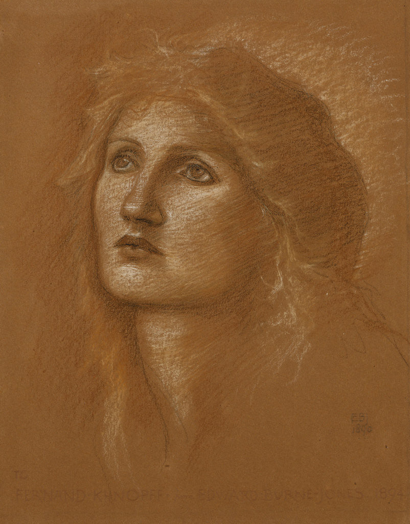 Detail of Head of a Woman by Edward Burne-Jones