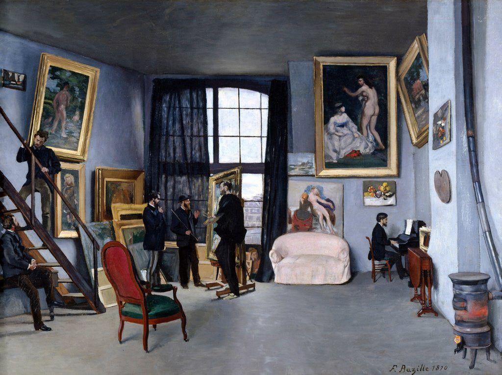 Detail of Bazille's Studio by Pierre Auguste Renoir