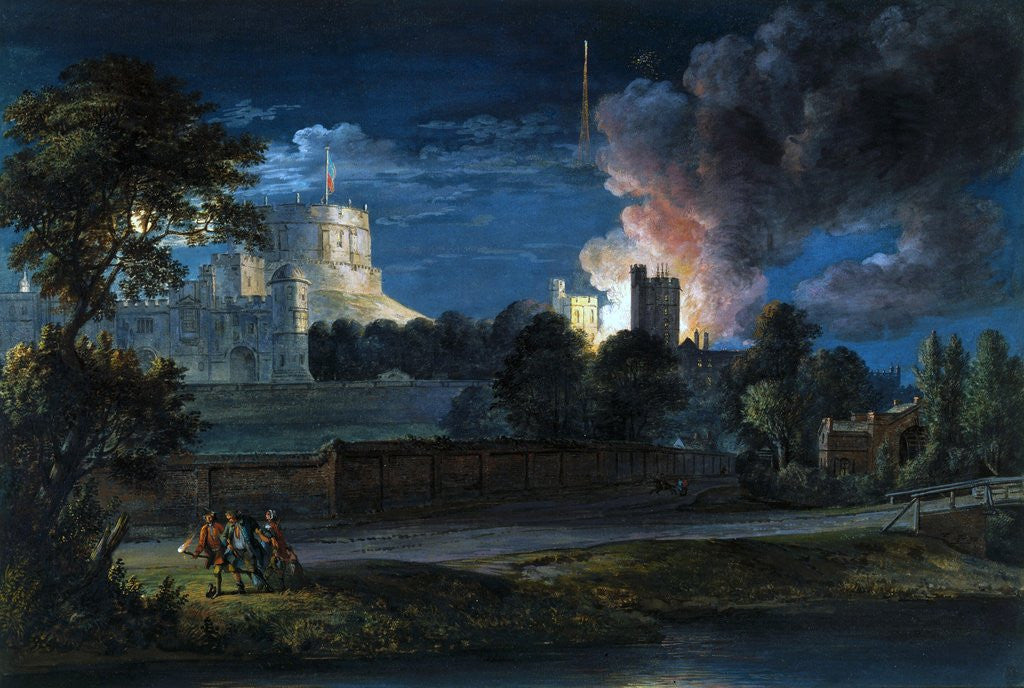 Detail of Windsor Castle from Datchet Lane on a Rejoicing Night by Paul Sandby
