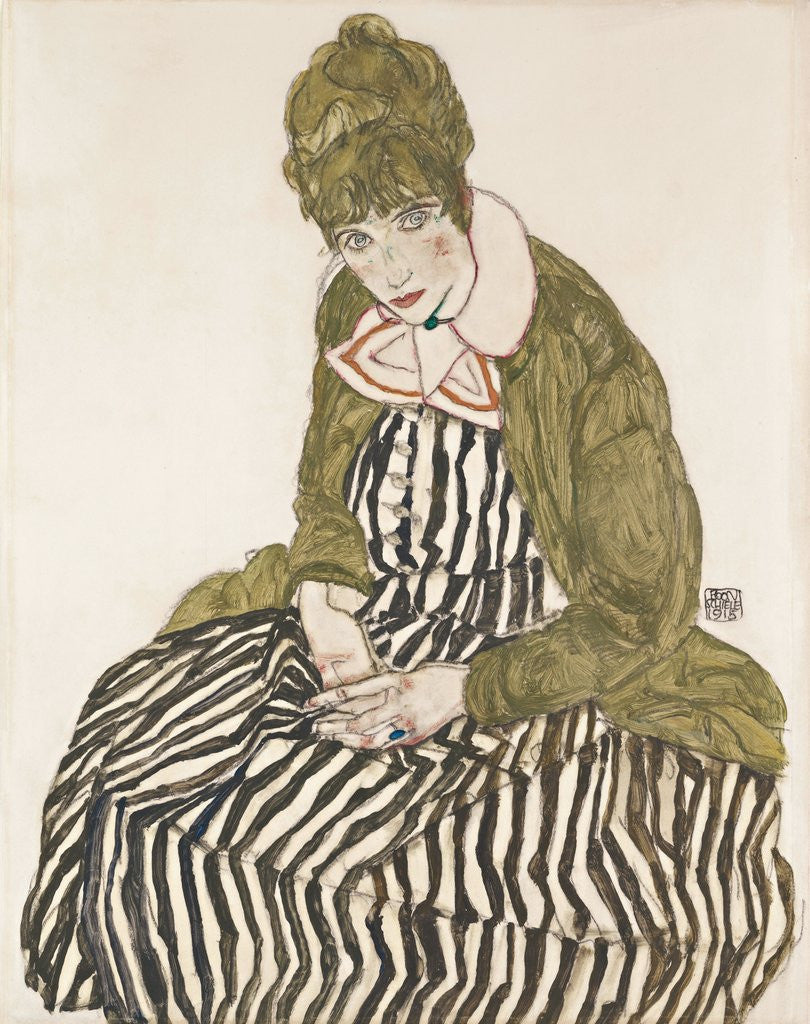 Detail of Edith with Striped Dress, Sitting by Egon Schiele