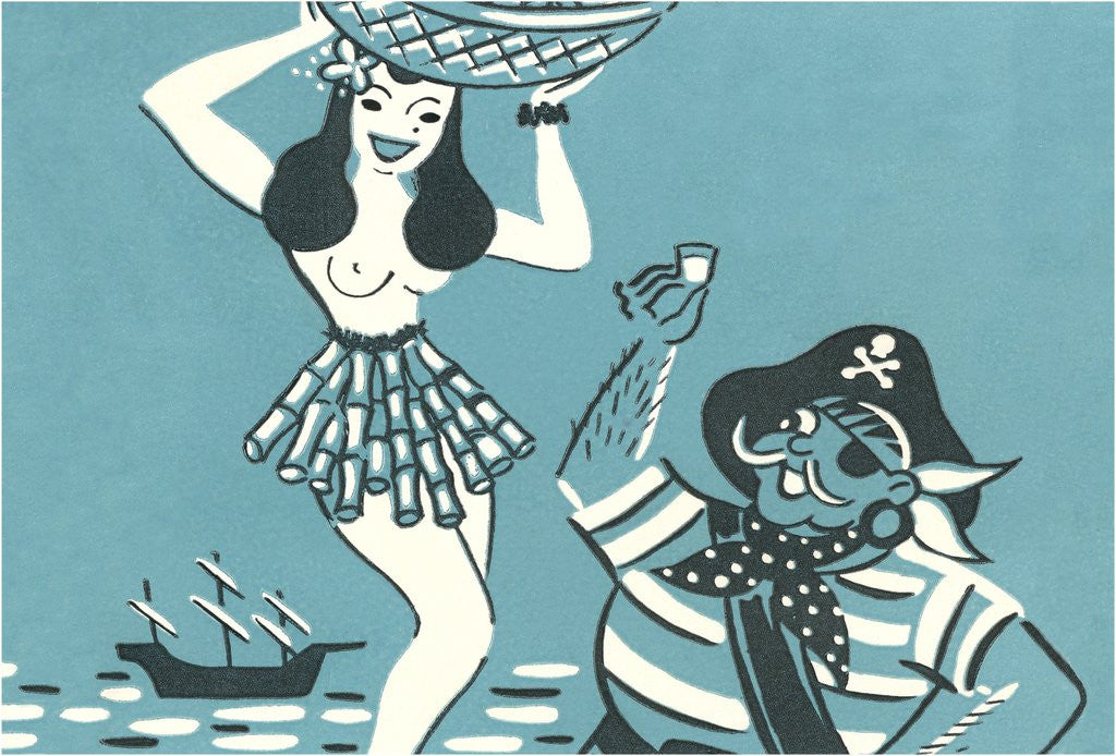 Detail of Island Maiden and Salty Pirate by Anonymous