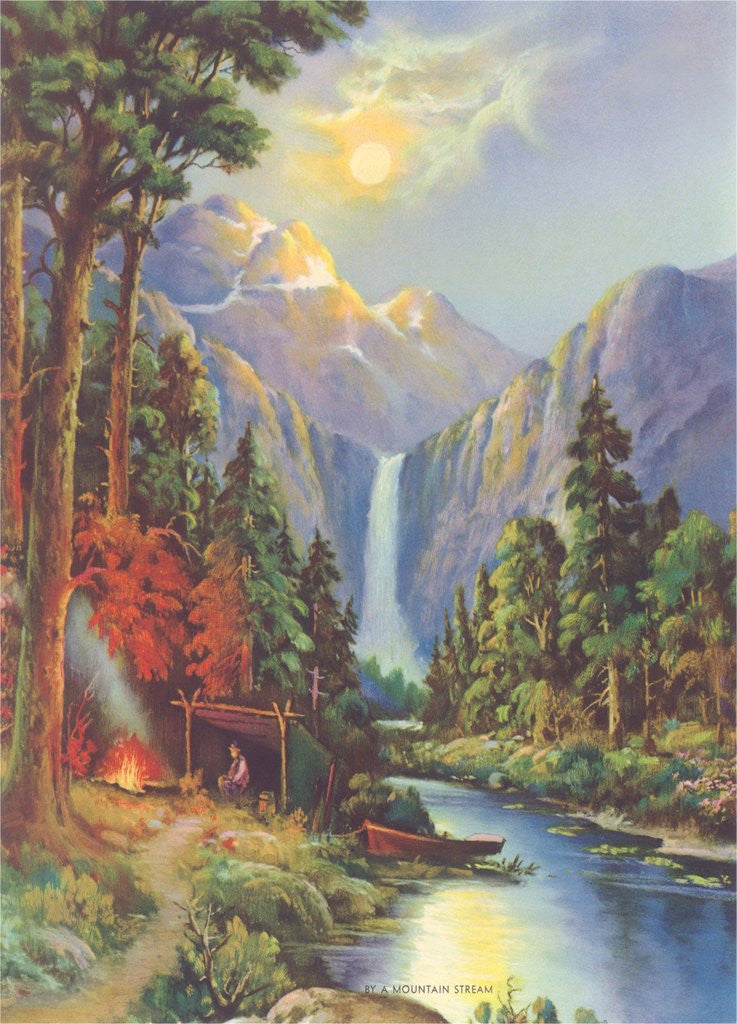 Detail of Camping by a Mountain Stream by Corbis