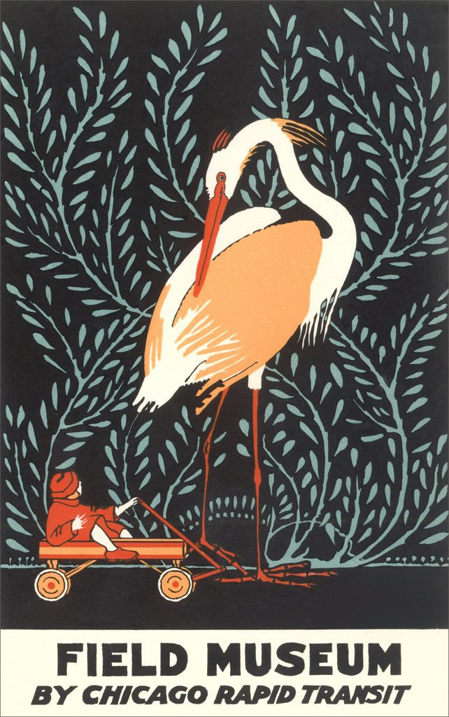 Detail of Poster for Field Museum with Giant Heron by Anonymous