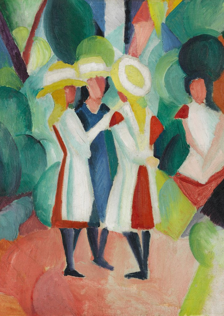 Detail of Three Girls in Yellow Straw Hats I by August Macke