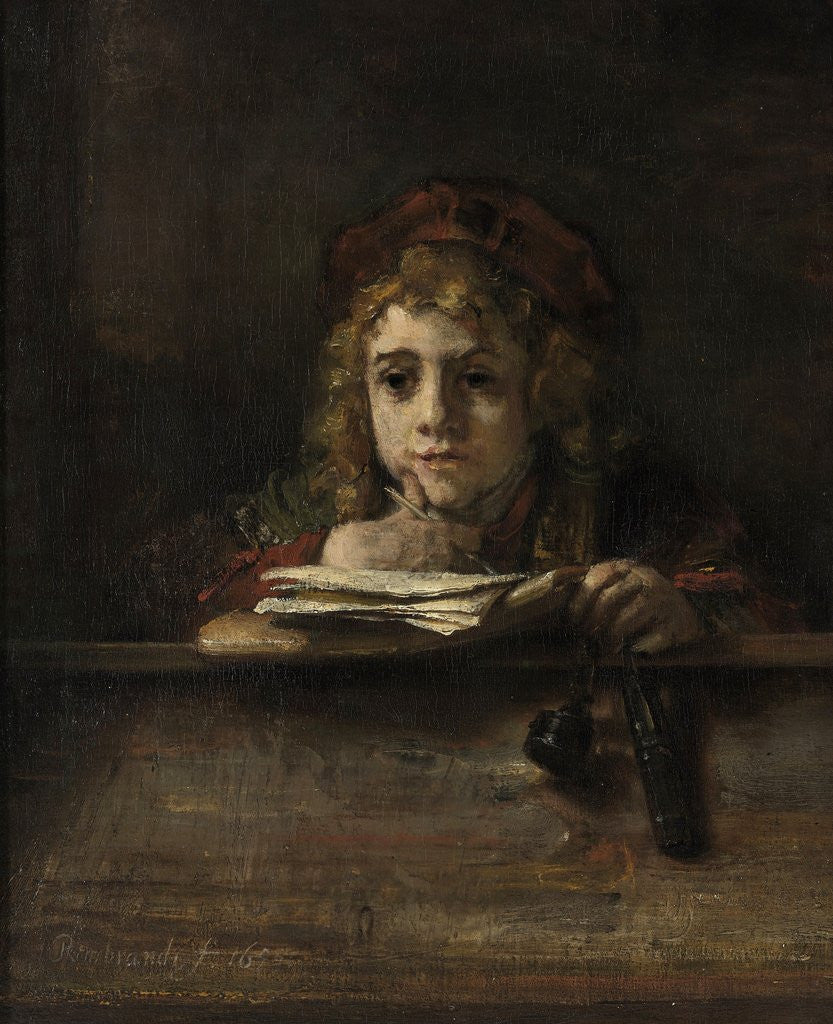 Detail of Titus van Rijn, the Artist's Son, Reading by Rembrandt van Rijn