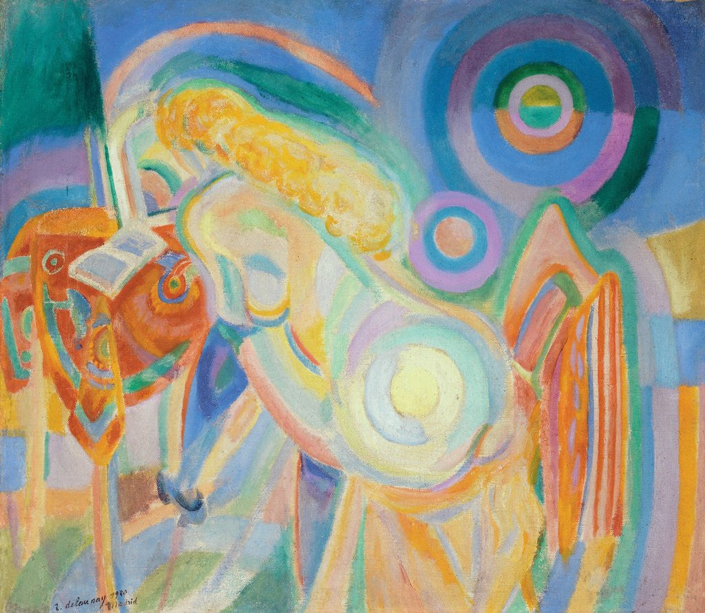 Detail of Femme Nue Lisant (Nude Woman Reading) by Robert Delaunay