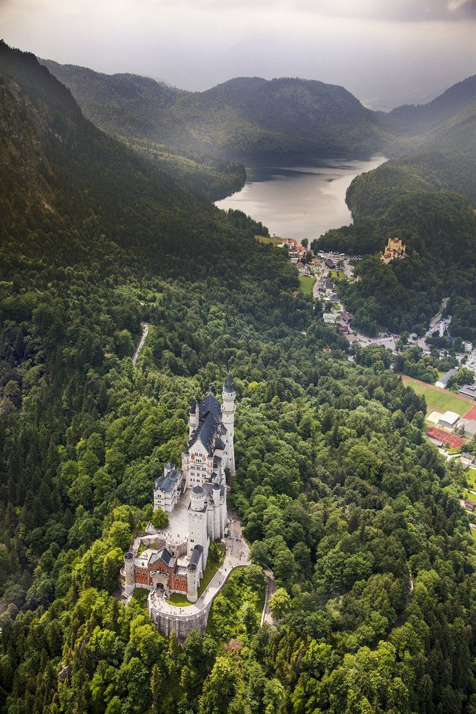 Detail of Aerial view of the great castle Neuschwanstein by Anonymous