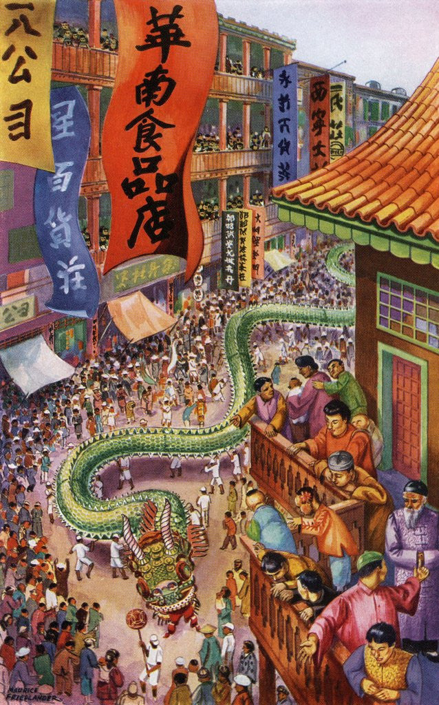 Detail of The Feast of Lanterns Celebration in Chinatown, Pacific Grove, California. by Anonymous