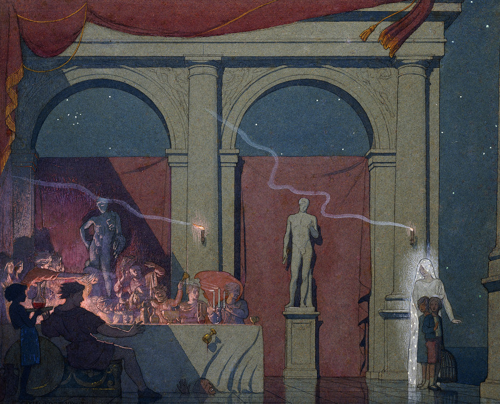 Detail of Tyltyl turns the Diamond in The Palace of Luxury by Frederick Cayley Robinson