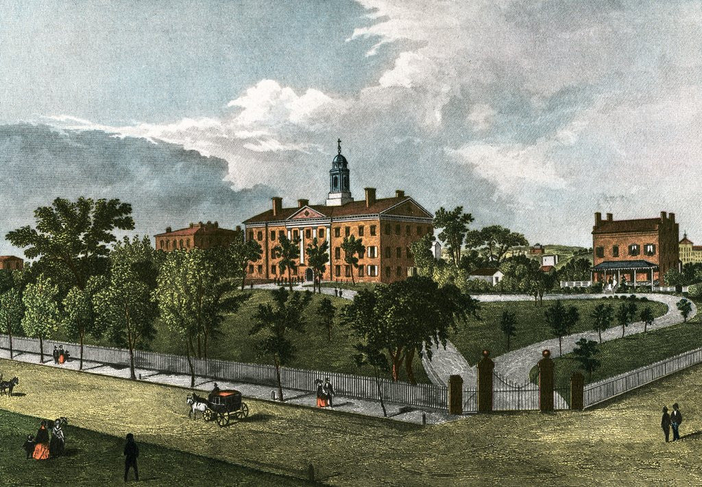 Detail of American Colleges Series: Rutgers University in 1844. by Anonymous