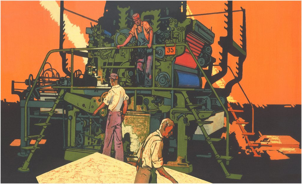 Detail of Workers with Big Machine by Anonymous