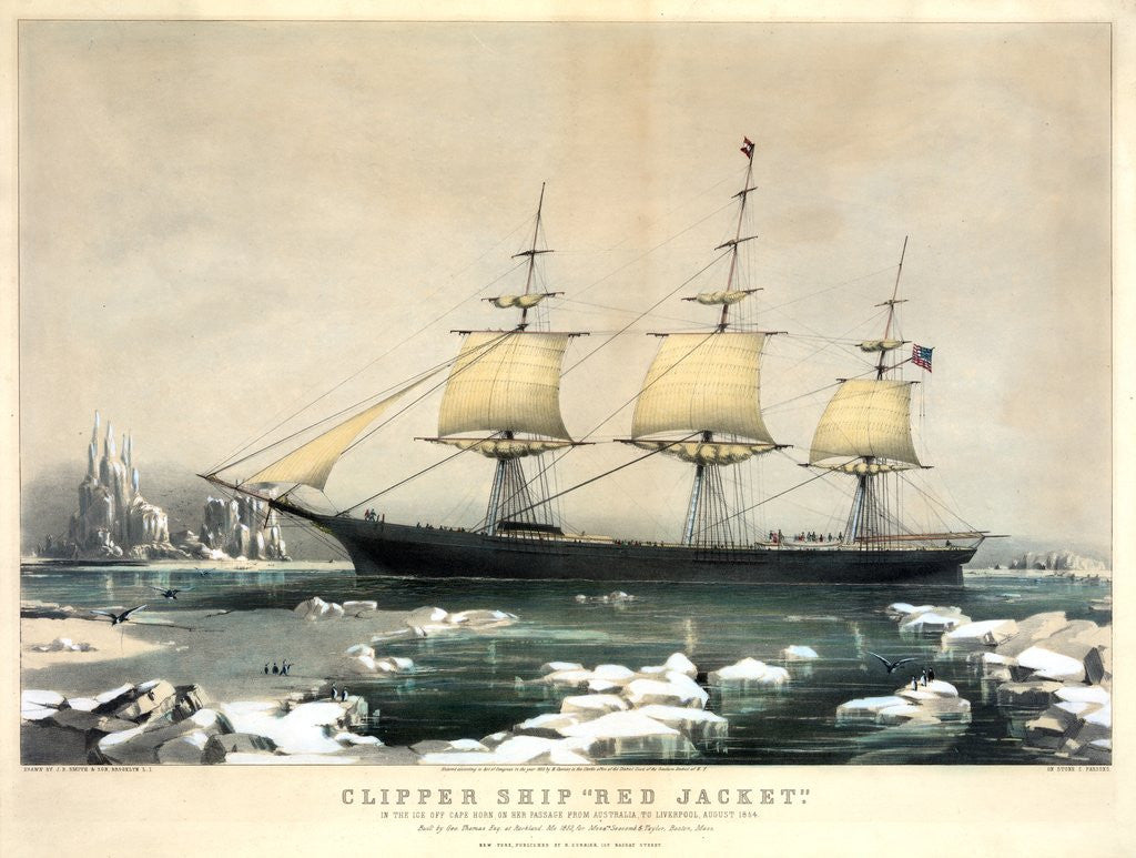 Detail of Clipper Ship Red Jacket by Currier & Ives