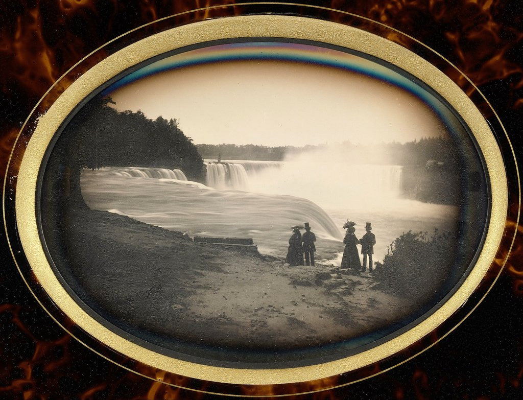 Detail of Daguerreotype of couples standing in front of Niagara Falls by Platt D. Babbitt