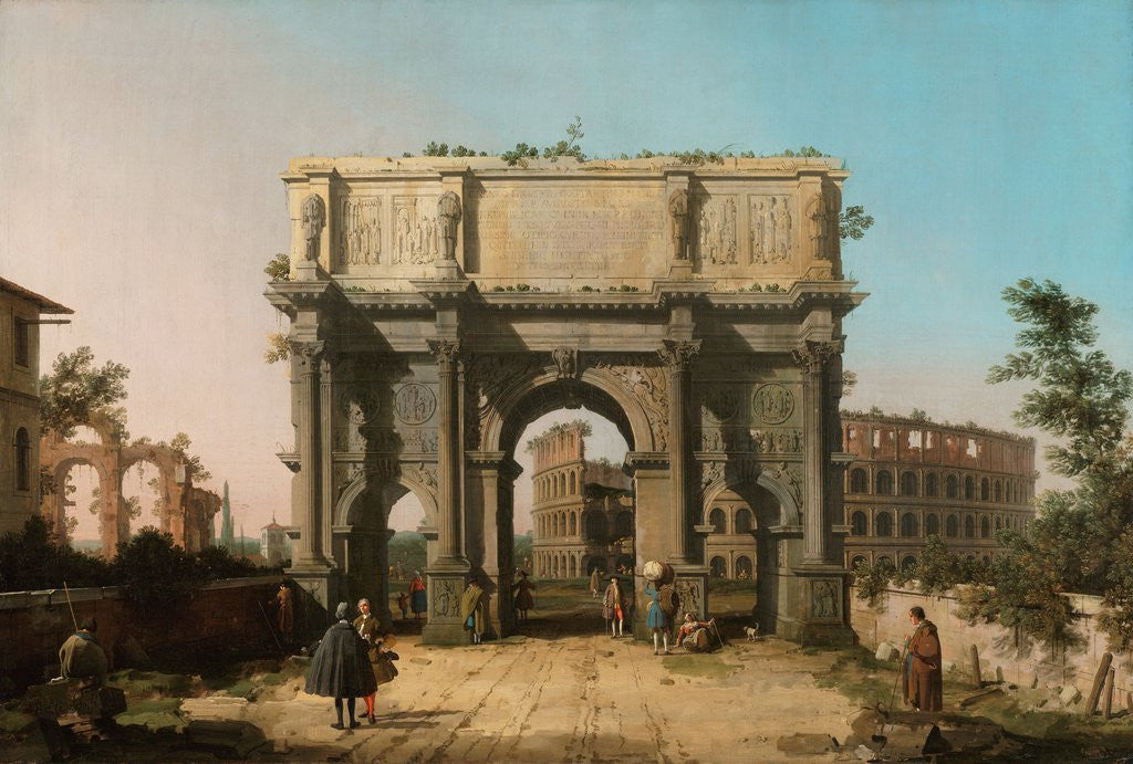 Detail of View of the Arch of Constantine with the Colosseum by Canaletto