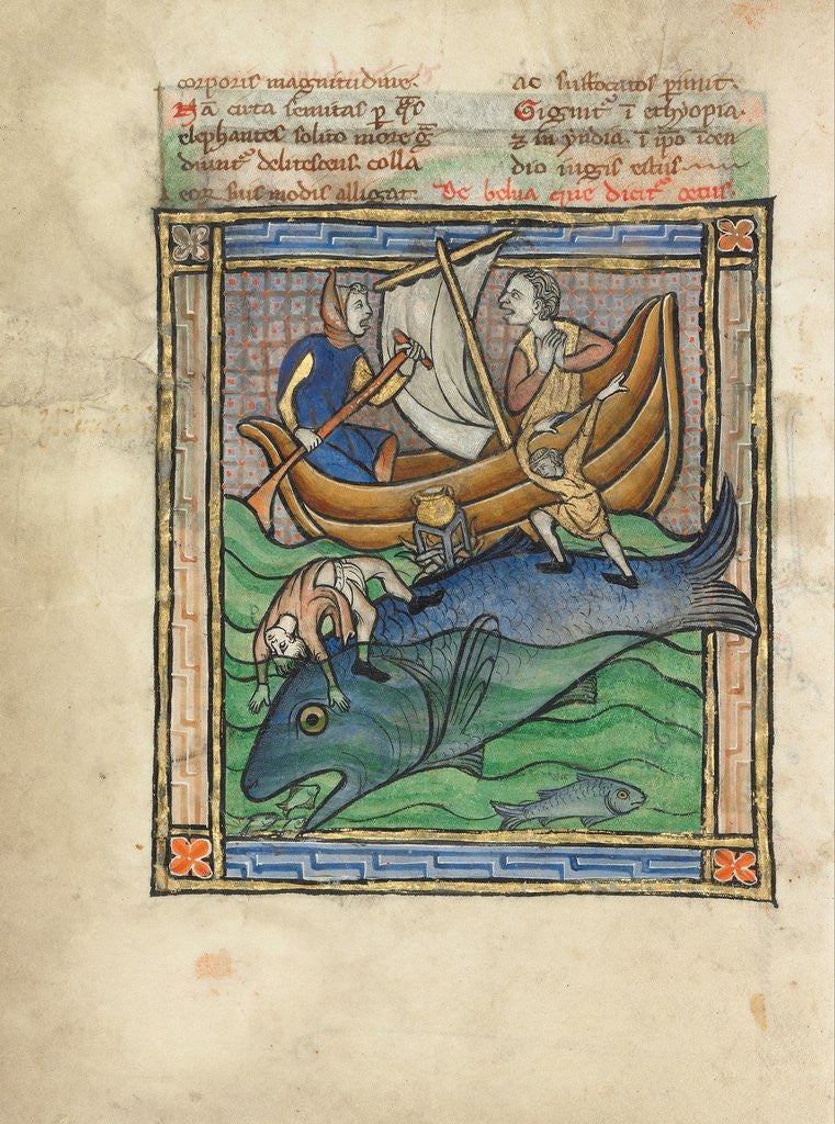 Detail of Two Fishermen on a Sea Monster, by Anonymous