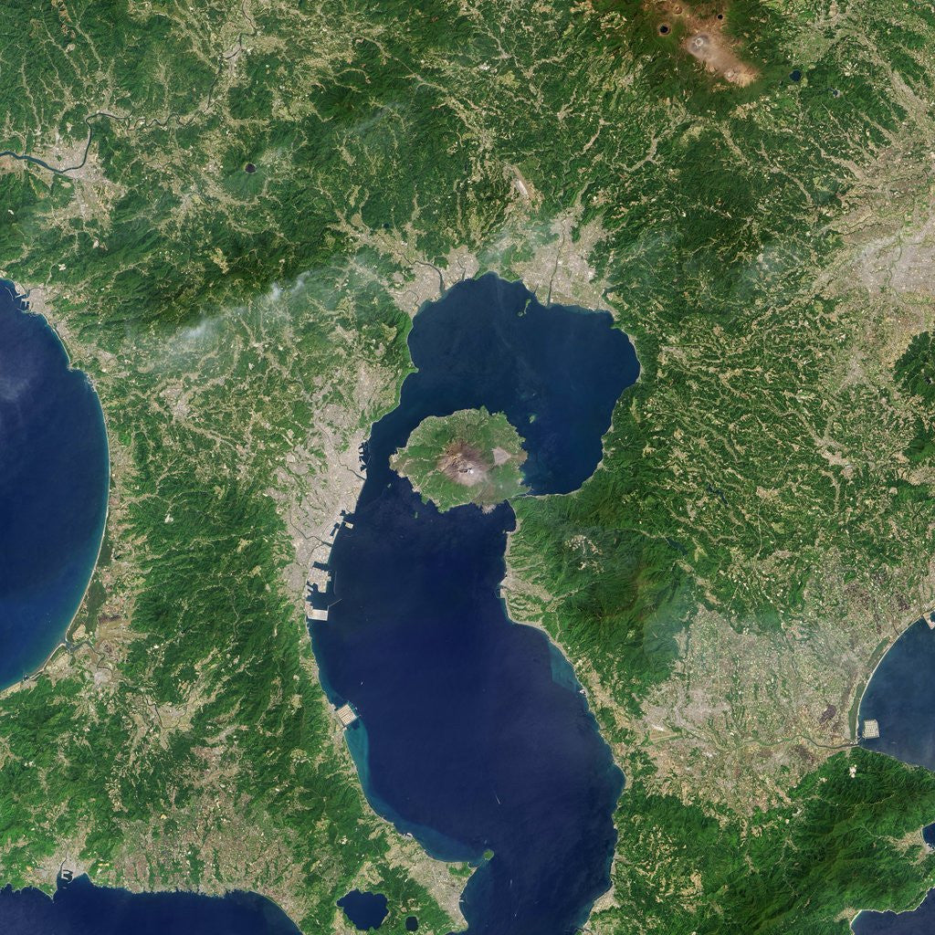 Detail of Satellite View of Sakura-jima Volcano in Japan by Anonymous