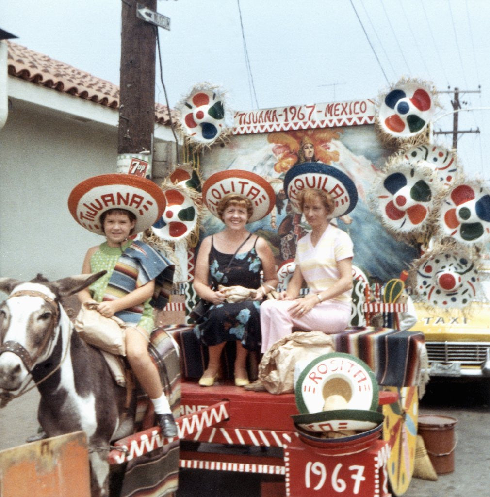Detail of Mother and daughters as tourists in Tijuana, Mexico, ca. 1967 by Anonymous