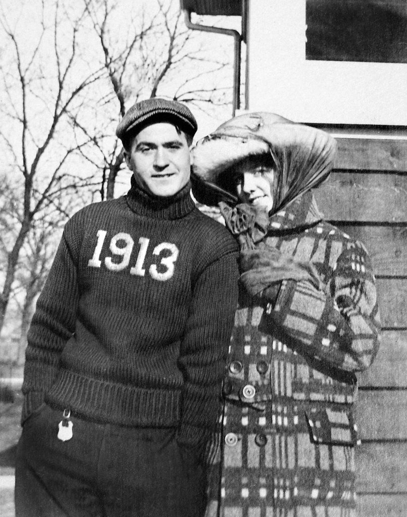 Detail of Boyfriend and girlfriend pose, ca. 1913. by Anonymous