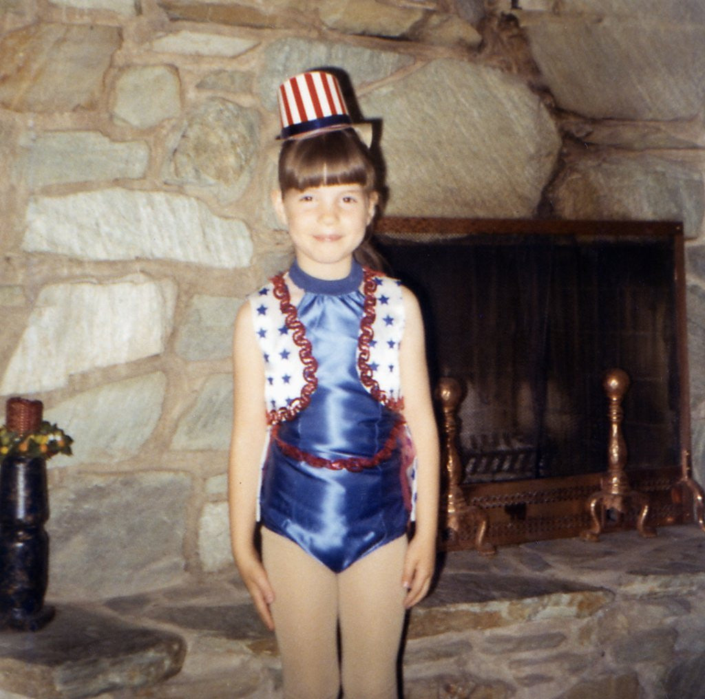 Detail of Young girl in a patriotic dance outfit poses, ca. 1967. by Anonymous