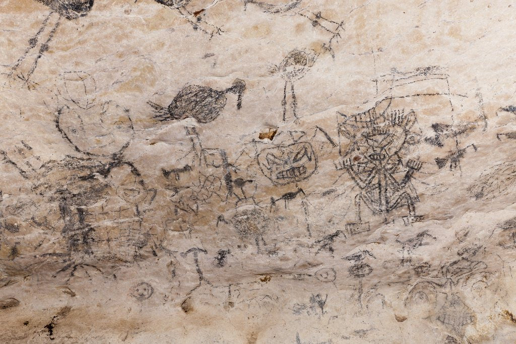 Detail of Pre-Columbian Rock paintings inside La Linea Limestone Cave, Dominican Republic by Anonymous