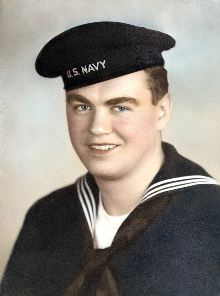 Detail of Young sailor's formal US Navy portrait, ca. 1942. by Anonymous