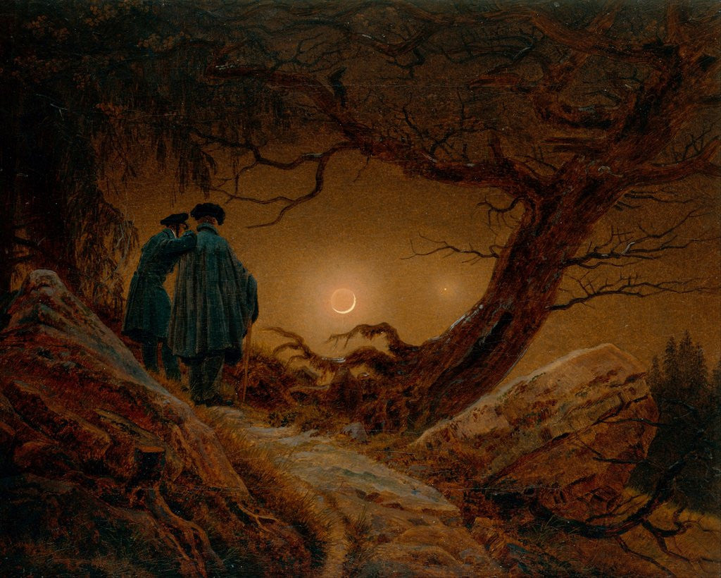 Detail of Two Men Contemplating the Moon by Caspar David Friedrich