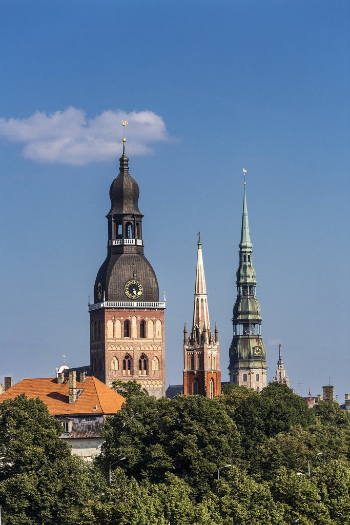 Detail of The bell-tower of Evangelical Lutheran cathedral, the bell-tower of St. Peter church and the bell-tower of St. Savior Anglican church by Anonymous