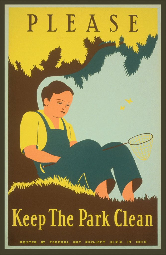 Detail of Please Keep the Park Clean, Boy with Net by Anonymous