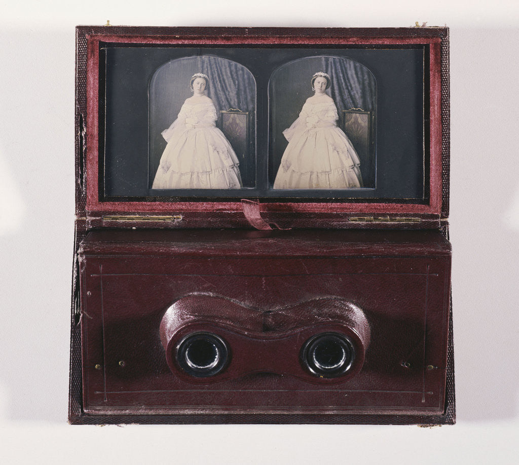 Detail of Queen Victoria's Daughter, Victoria, Princess Royal, circa 1856, in velvet-lined maroon leather folding case with collapsible viewing lenses by Anonymous