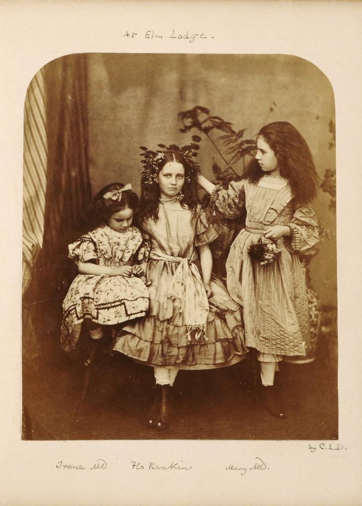 Detail of Irene MacDonald, Flo Rankin and Mary MacDonald at Elm Lodge, Hampstead, July 1863 by Anonymous