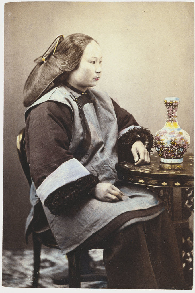 Detail of A hand tinted photograph of a young Chinese woman by Anonymous