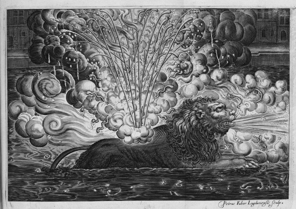 Detail of Firework Display on the River Saone, Lyon, for Louis XIII and His Queen by Pierre Faber