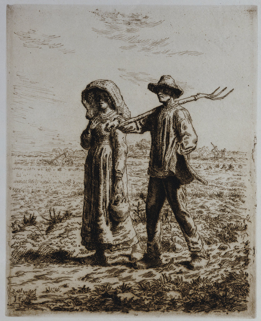 Detail of The Departure for Work by Jean-Francois Millet