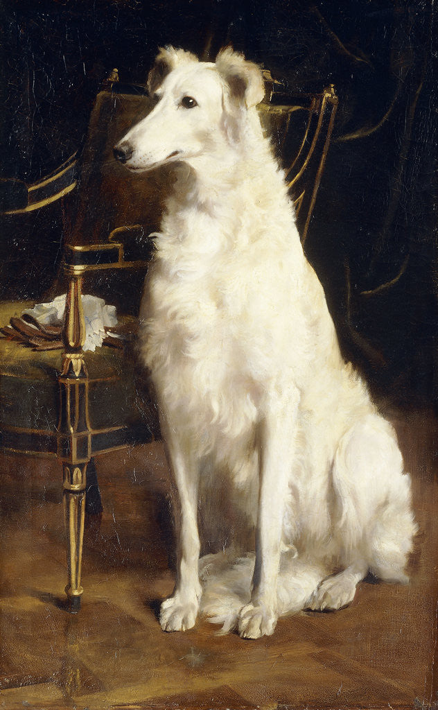 Detail of A Borzoi by a Chair by St. George Hare