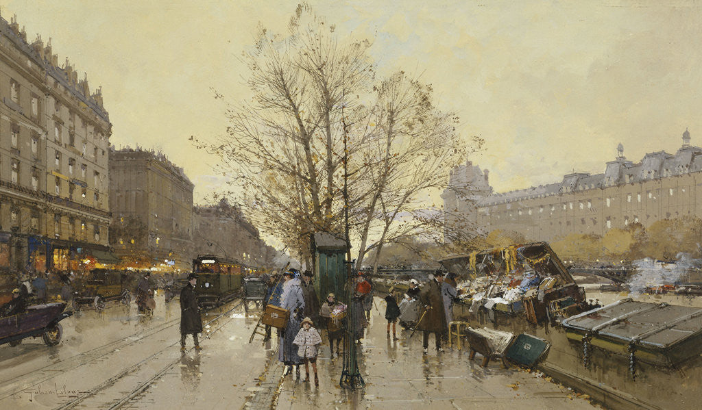 Detail of The Docks of Paris by Eugene Galien-Laloue