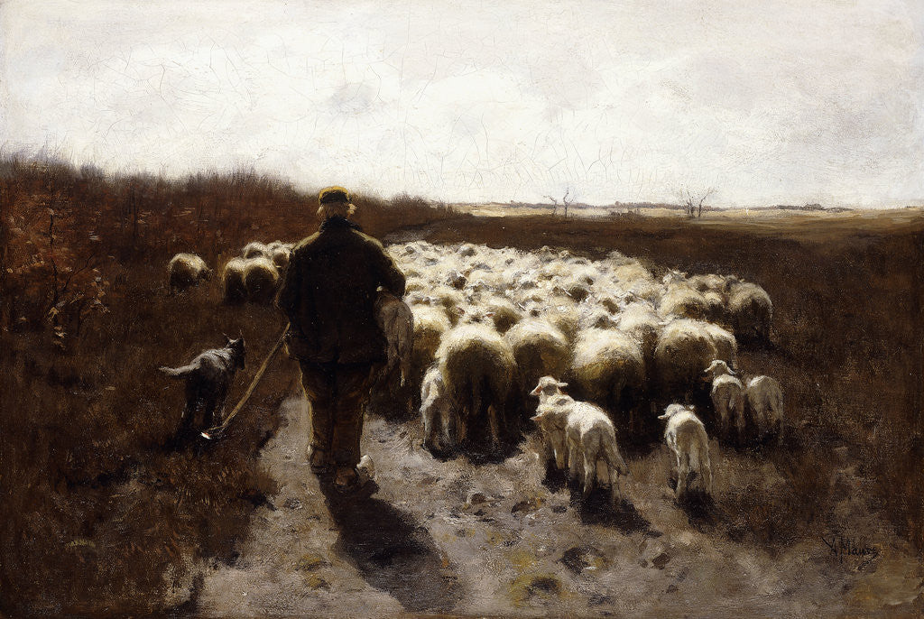Detail of Return of the Flock by Anton Mauve