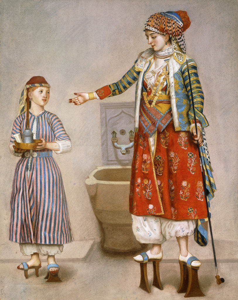 Detail of A Woman in Turkish Costume in a Hamam Instructing Her Servant by Jean-Etienne Liotard