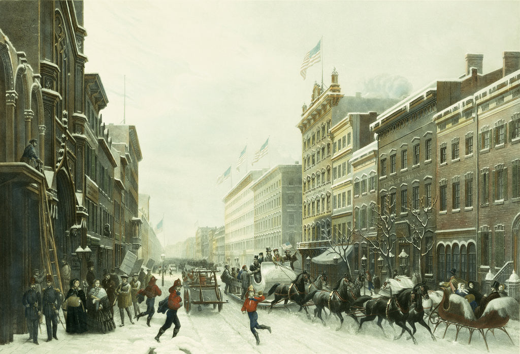 Detail of New York Winter Scene in Broadway by Corbis
