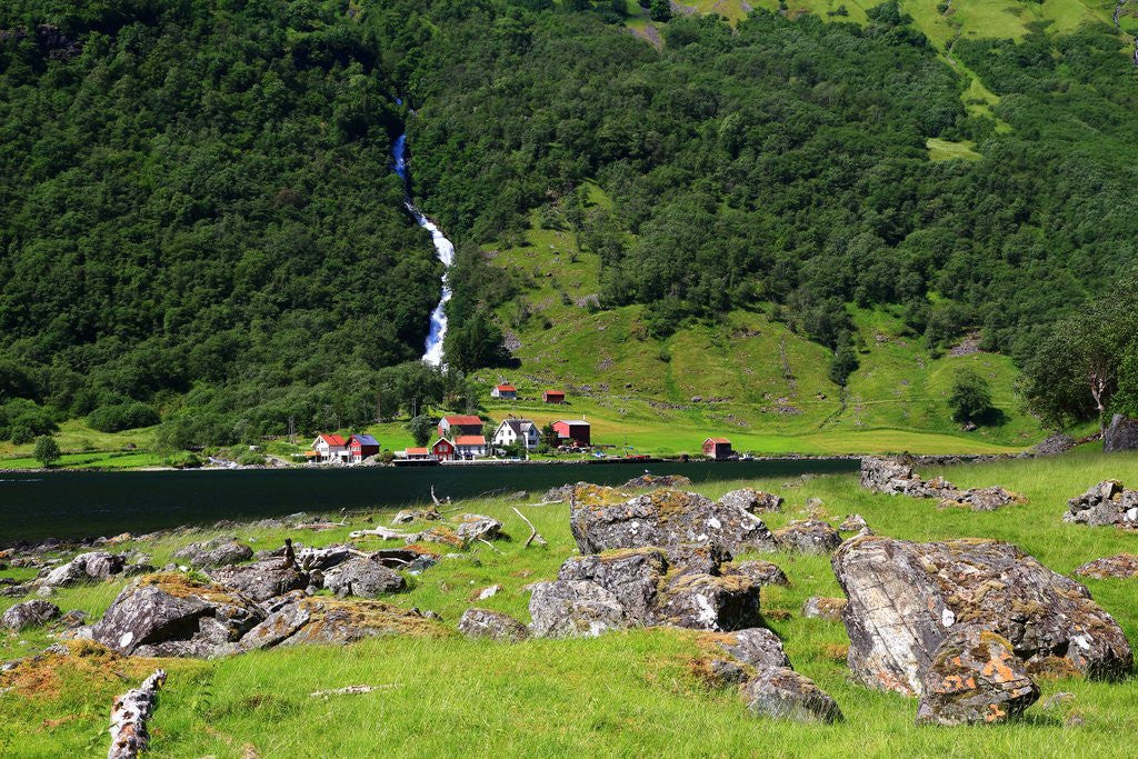 Detail of Sognefjorden. Kayaking in the Naeroyfjord. by Anonymous