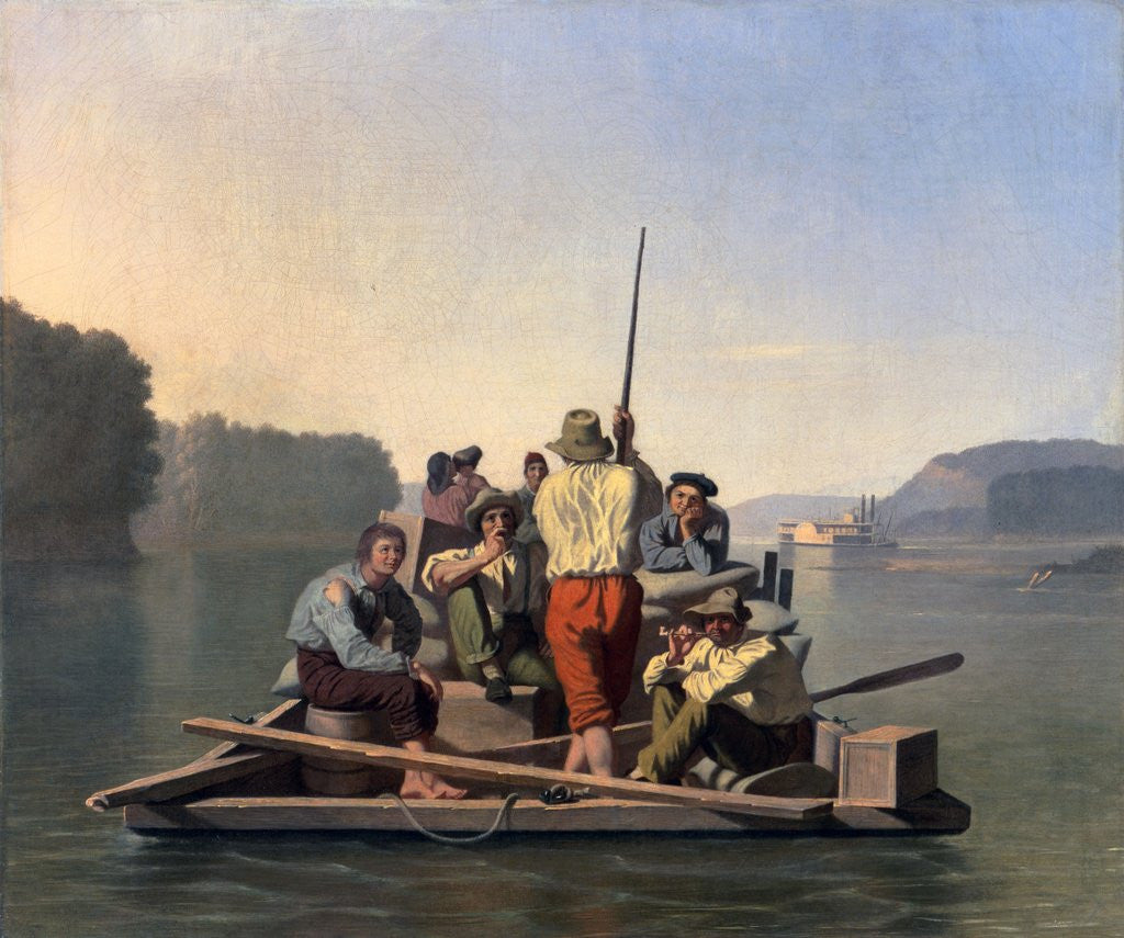Detail of Lighter Relieving a Steamboat Aground by George Caleb Bingham