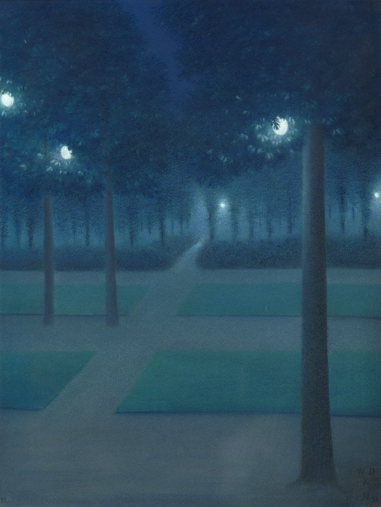 Detail of Nocturne in the Parc Royal, Brussels by William Degouve de Nuncques
