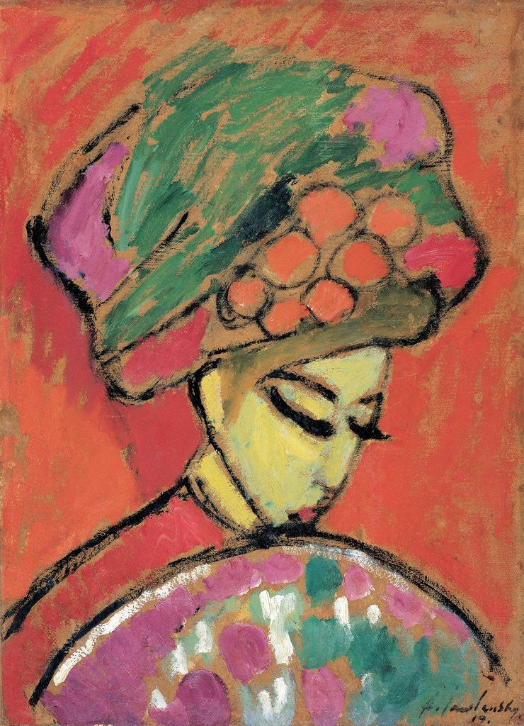 Detail of Young Girl with a Flowered Hat by Alexej Von Jawlensky