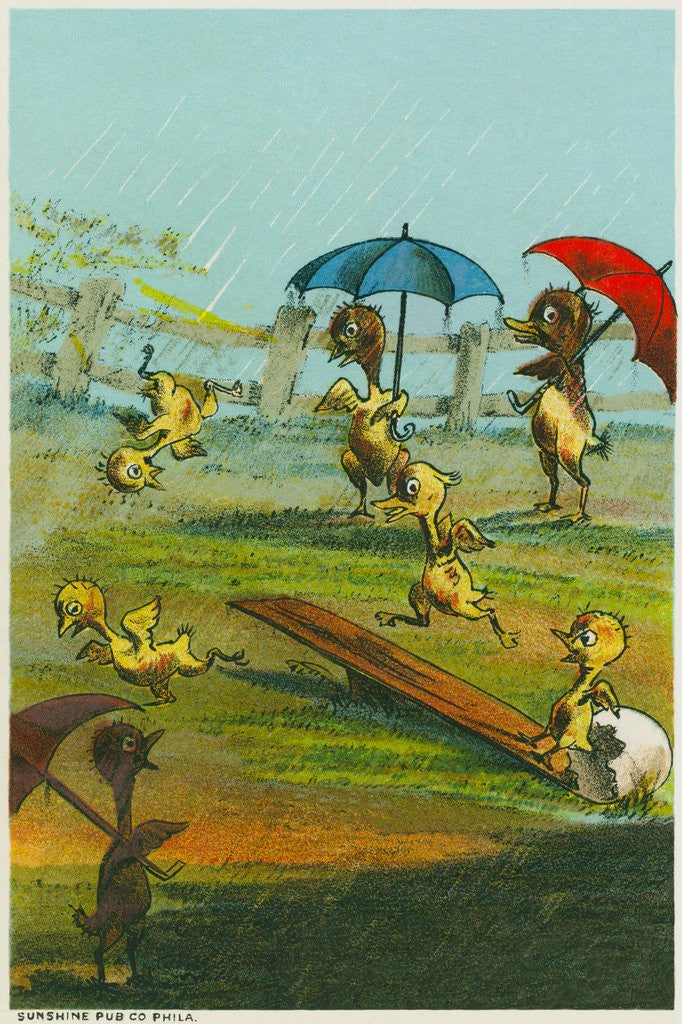 Detail of Ducklings in the Rain by Anonymous