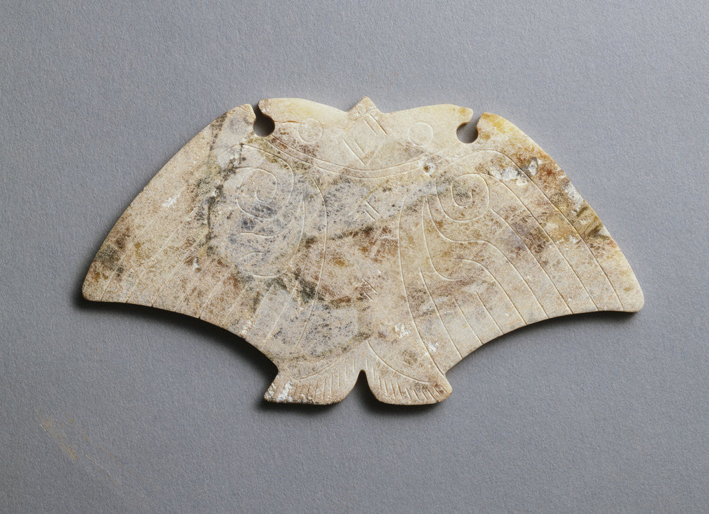Detail of Shang dynasty rare archaic jade owl plaque by Anonymous