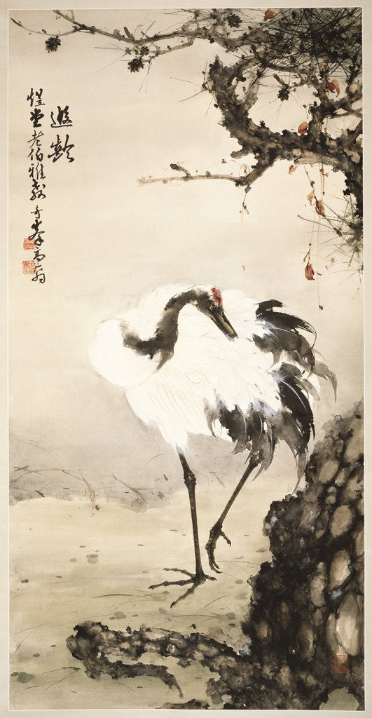 Detail of Crane under a Pine Tree by Gao Qifeng