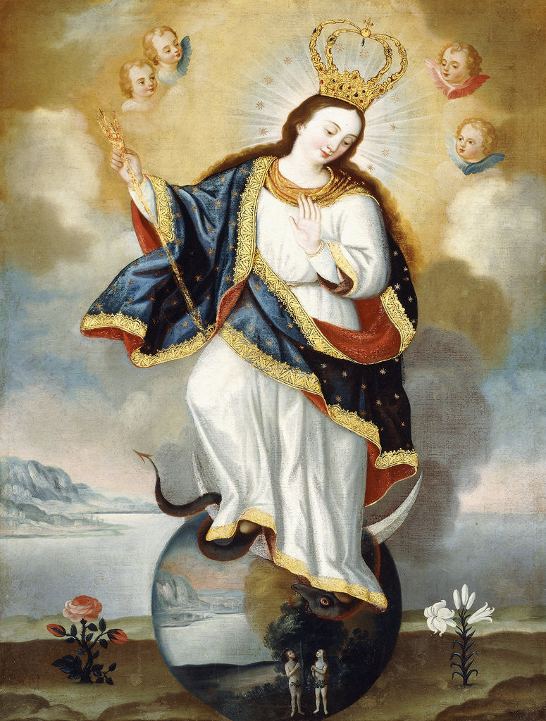 Detail of Apocalyptic Virgin of Quito attributed to Jose Cortez de Alcocer, Quito School by Anonymous