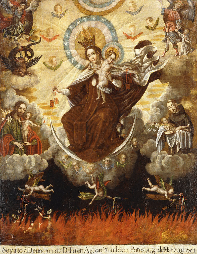 Detail of Virgin of the Carmelites by Gaspar Miguel de Berrio
