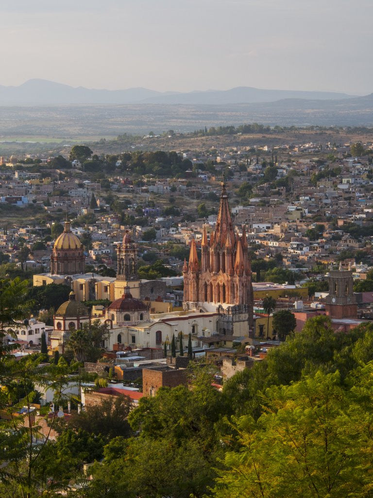 Detail of Evening City View from above City with Parroquia Archangel Church San Miguel de Allende by Anonymous
