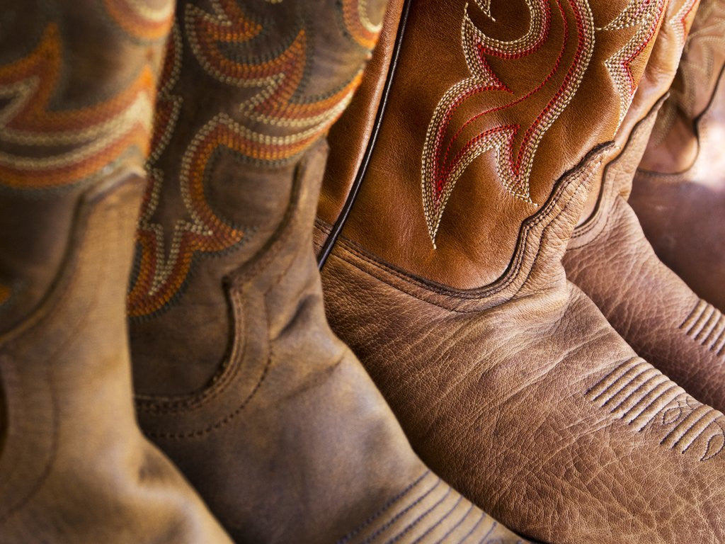 Detail of Line up of new cowboy boots in Old Scottsdale by Anonymous