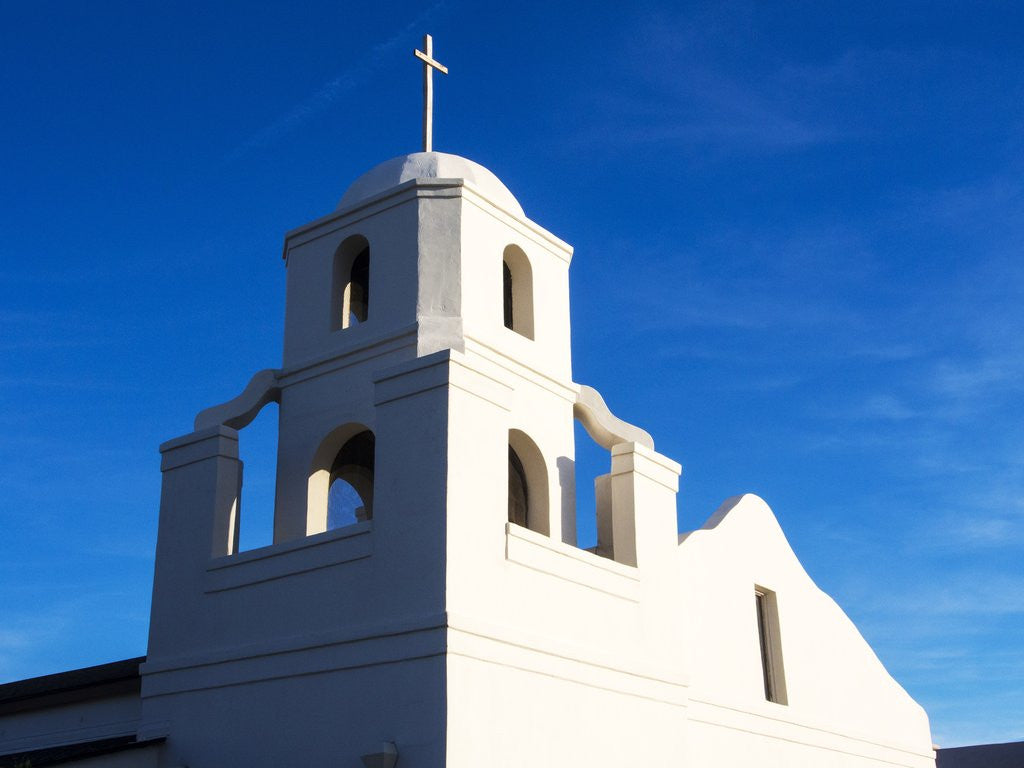 Detail of Old Mission Church - Our Lady of Perpetual Help With Blue Sky by Anonymous